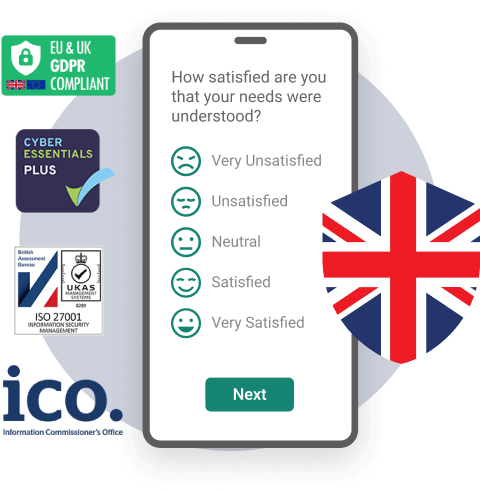 GDPR, Cyber Security Plus, ISO 27001 and ICO logos.