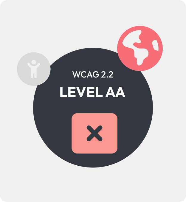 An illustration showing a WCAG 2.2 non-compliant warning.