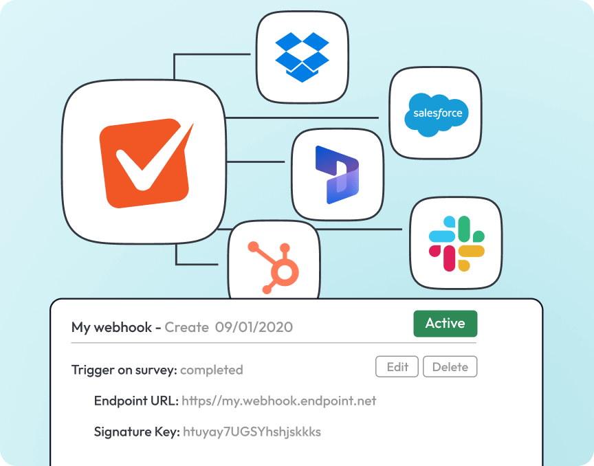 Illustration showing SmartSurvey integrations.
