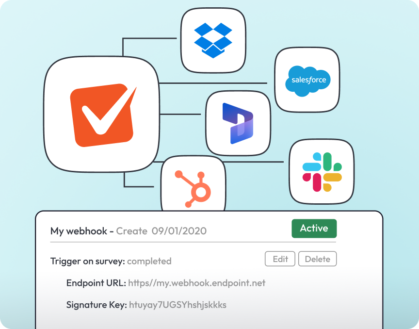 Illustration showing SmartSurvey integrations.