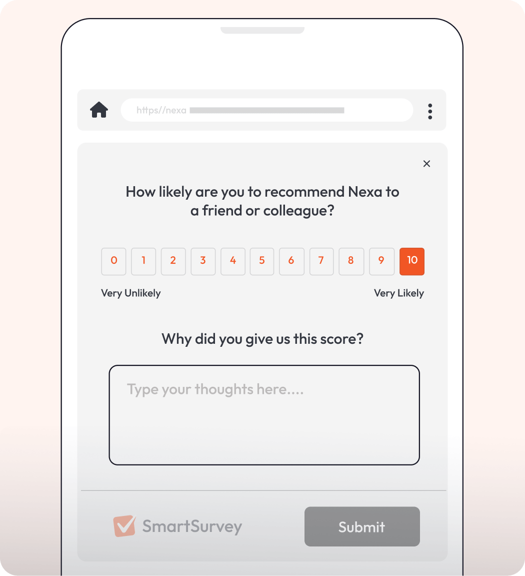 A graphic showing a survey seamlessly embedded into a website page.