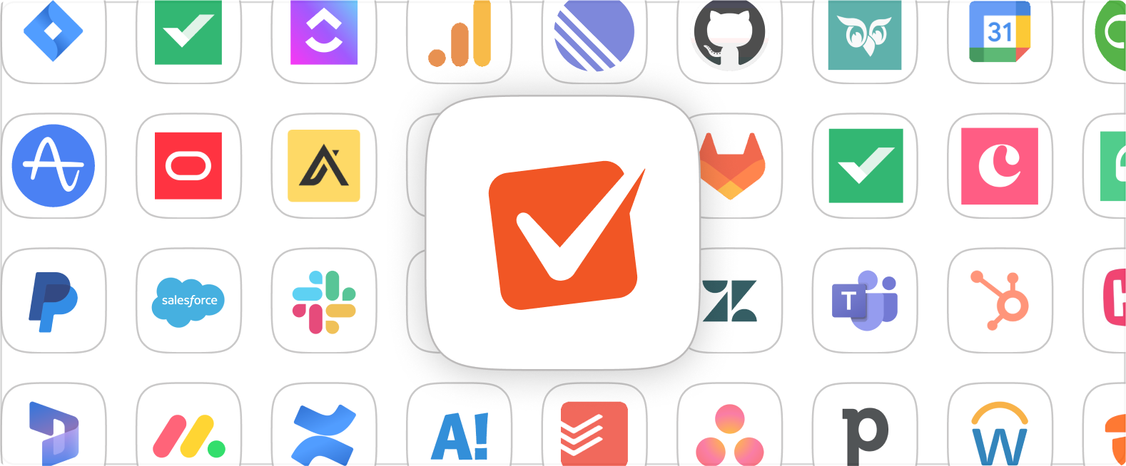 A grid of available product integration logos.