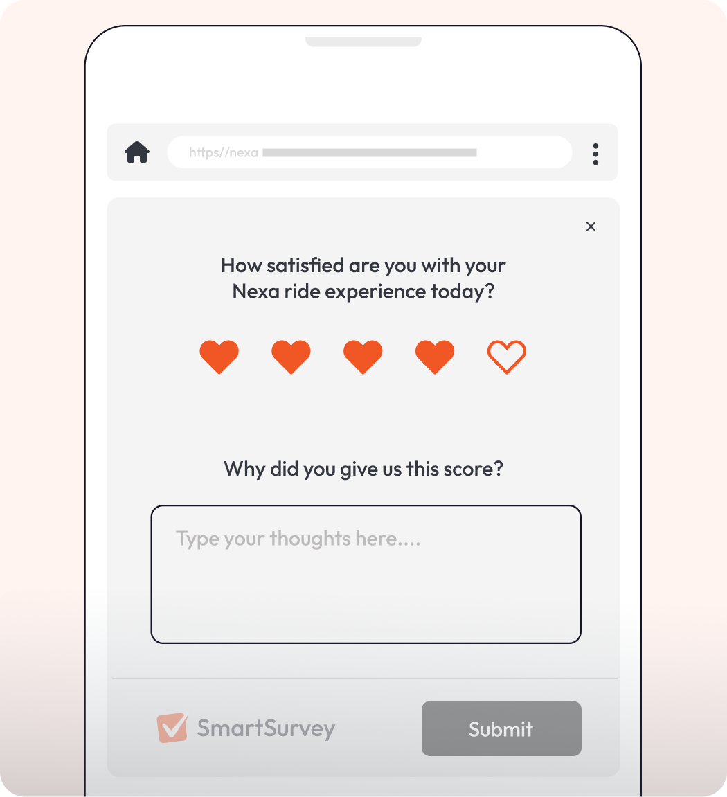 Graphic showing a CSAT question embedded in a webpage.