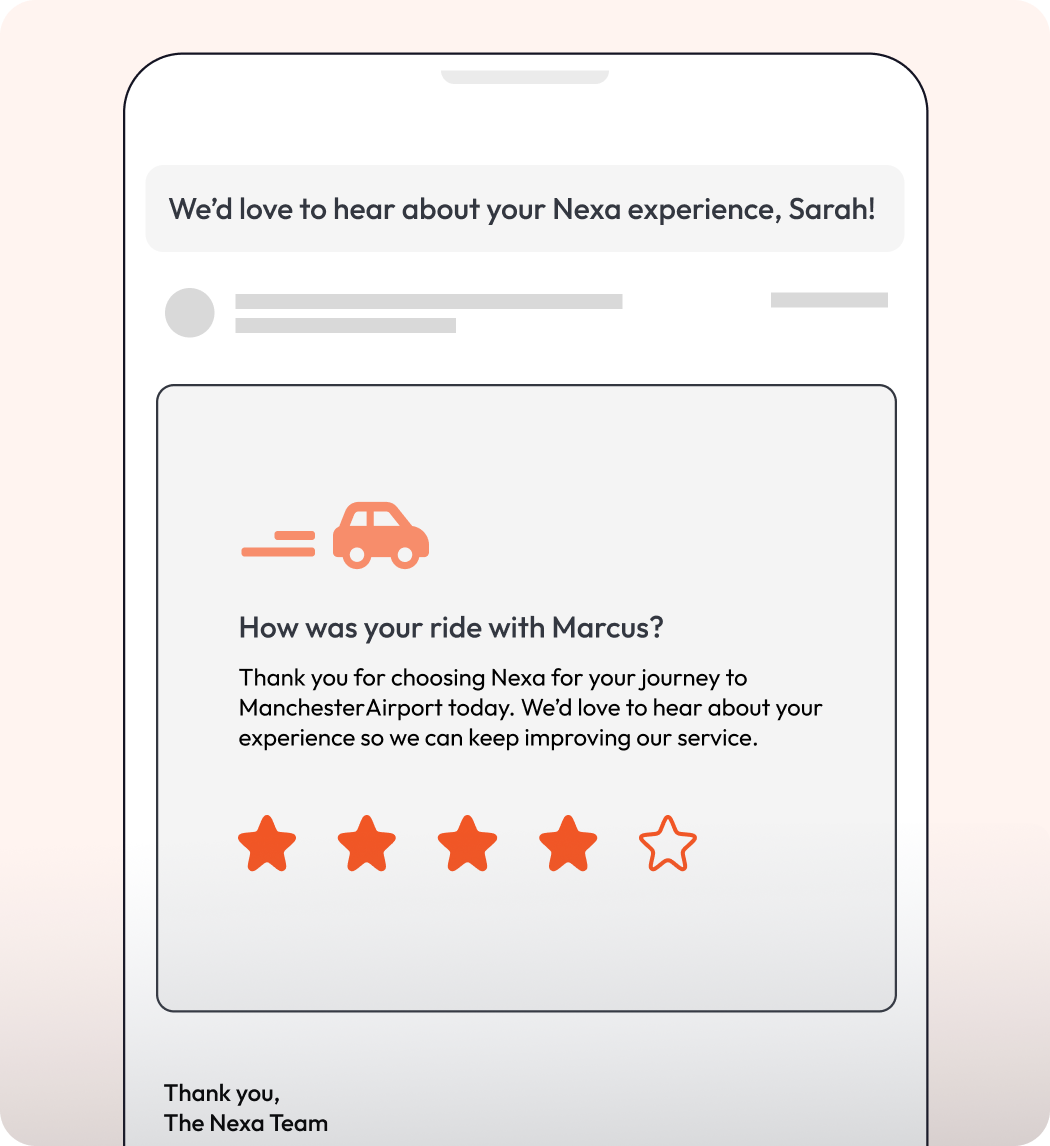 Graphic showing CSAT question on mobile.