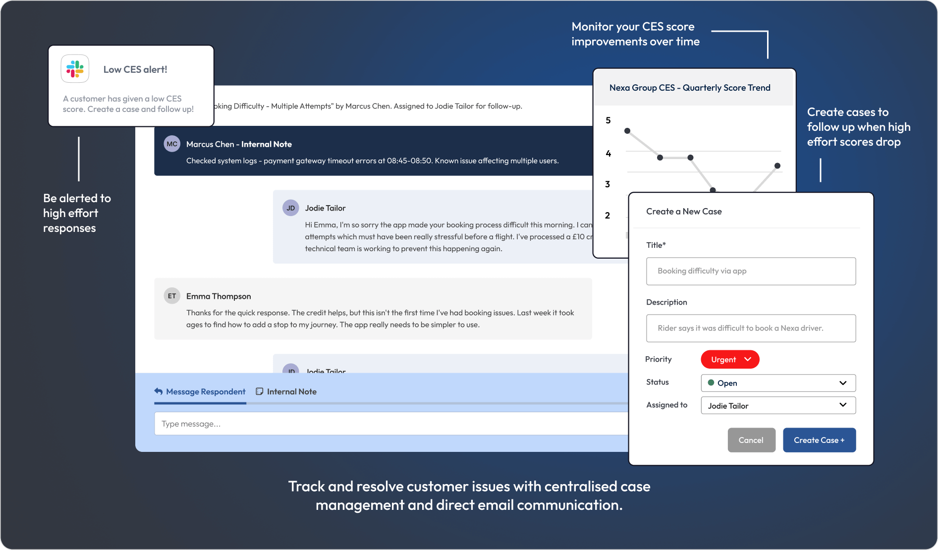 Graphic showing case management and automated alerts.