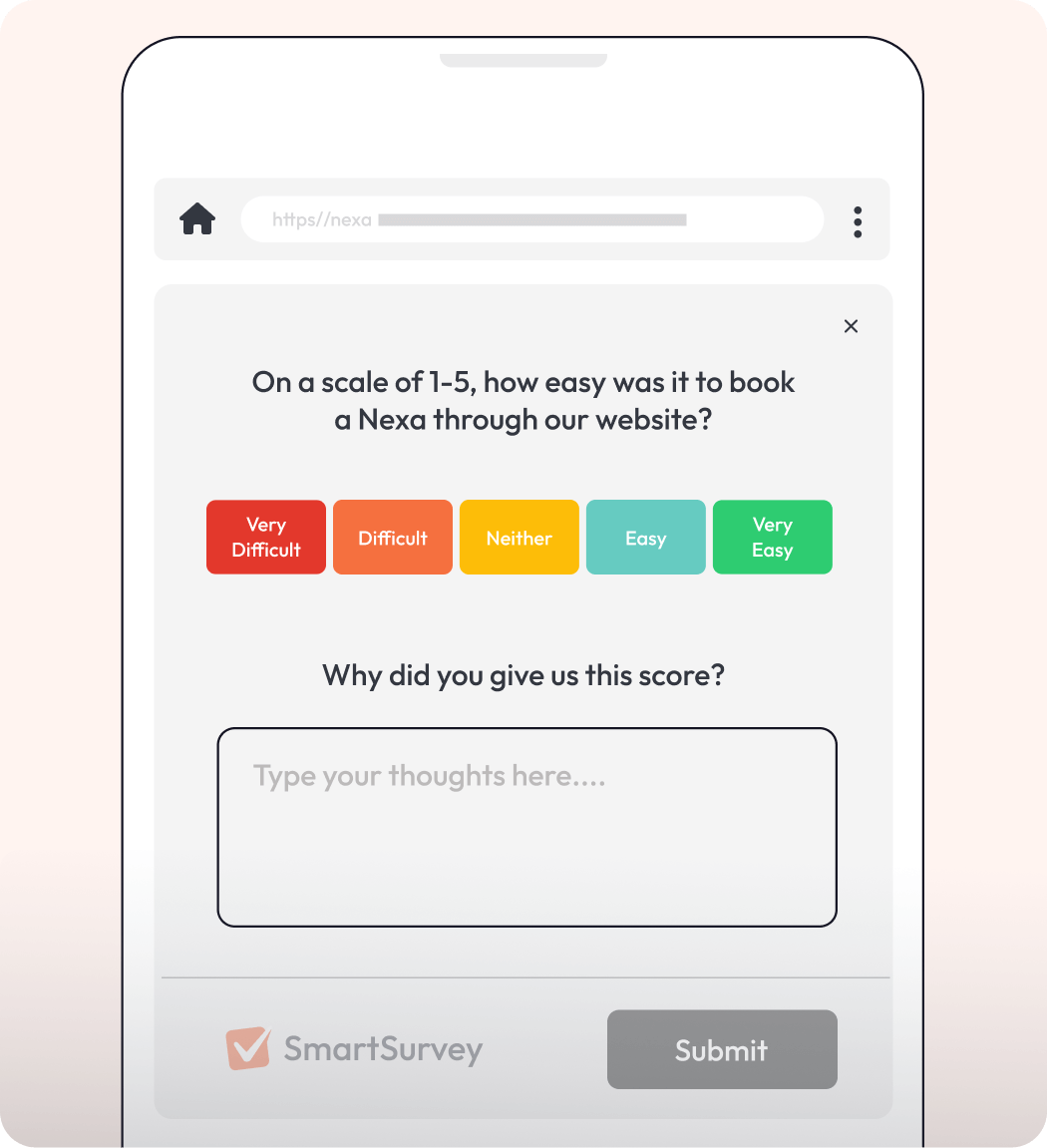 Graphic showing a CES survey embedded in a webpage.