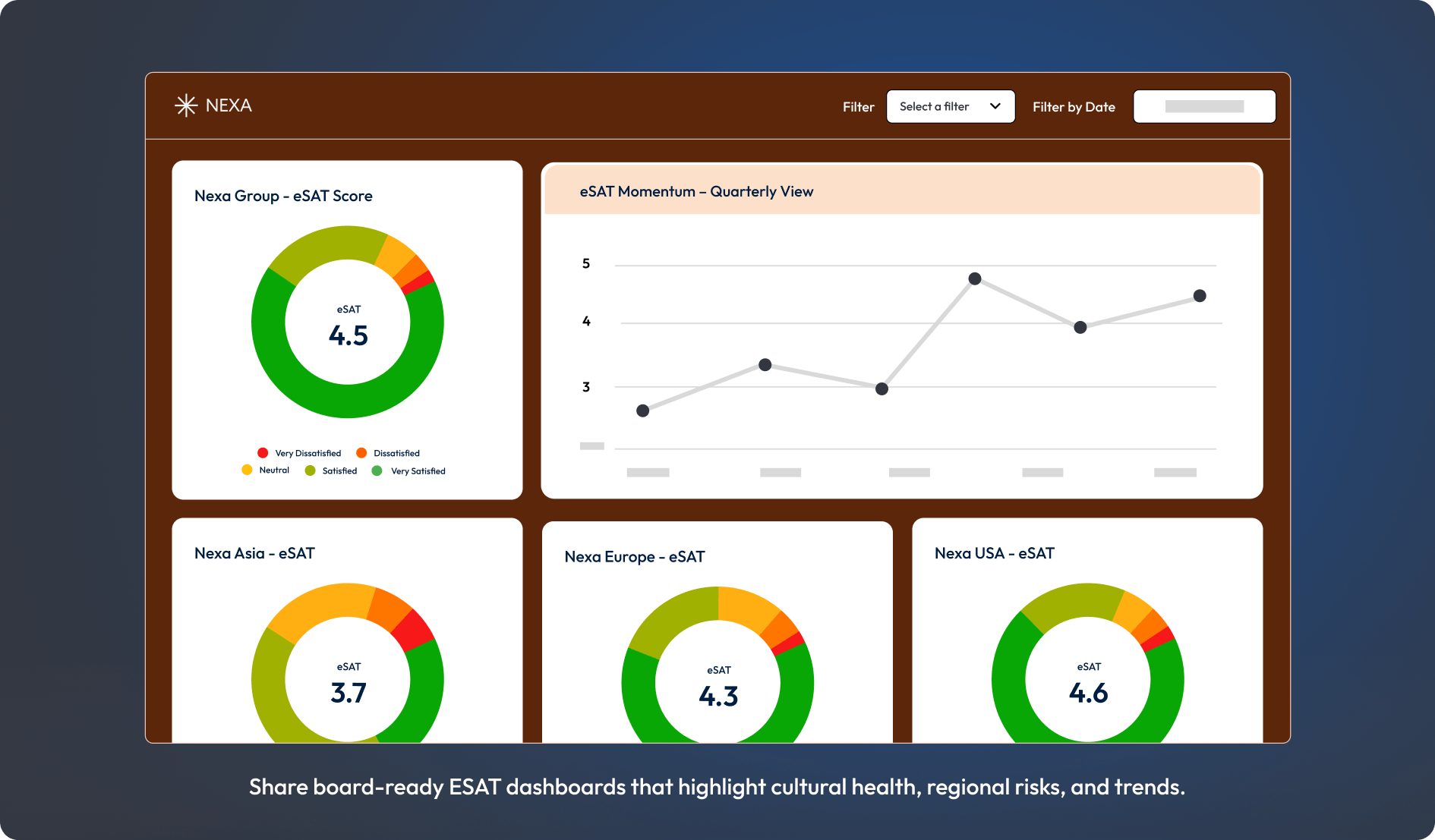 Screenshot of branded executive eSAT dashboard.