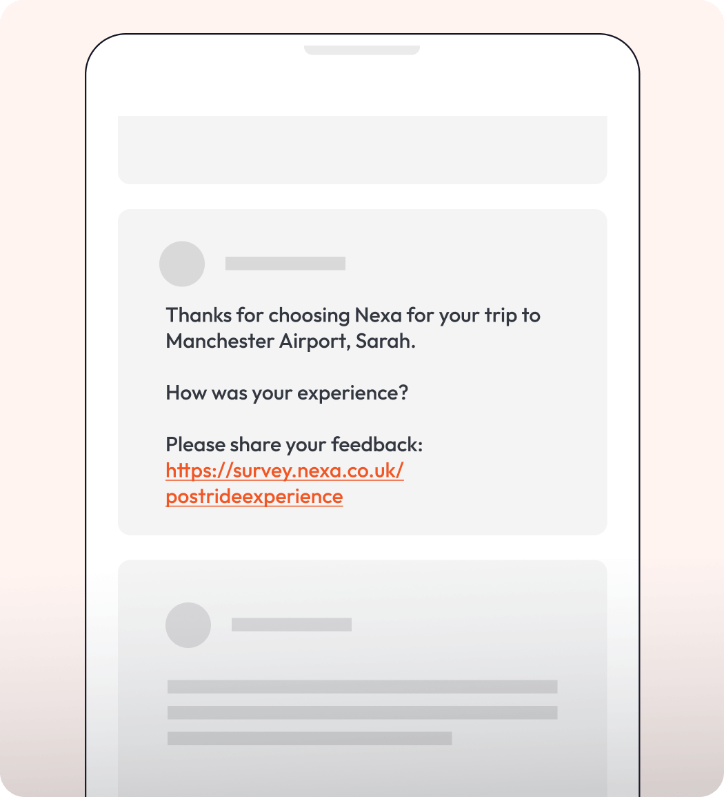 Graphic showing a CES survey sent by SMS.