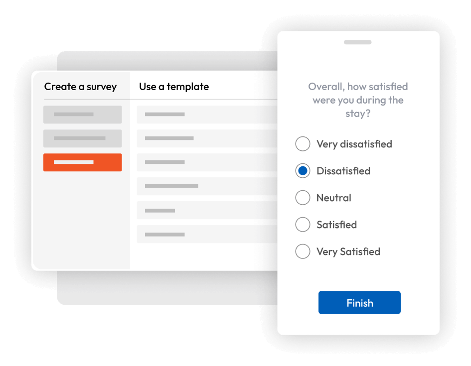 Screenshots showing survey template selection.