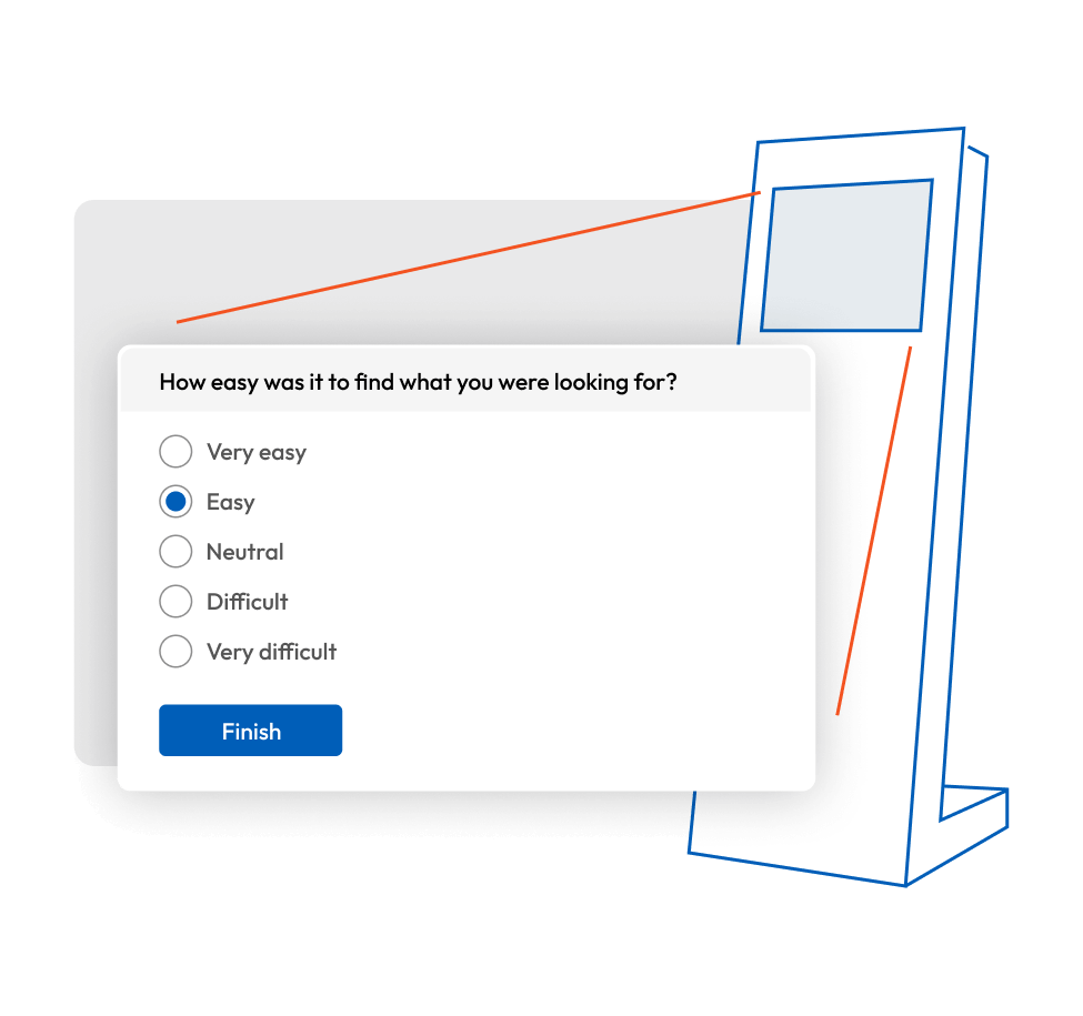 Graphic showing a survey displayed on a kiosk.