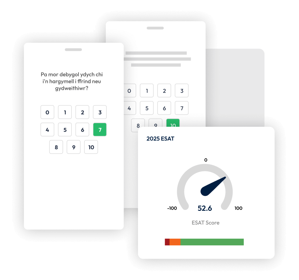 A graphic showing a single survey in multiple languages.