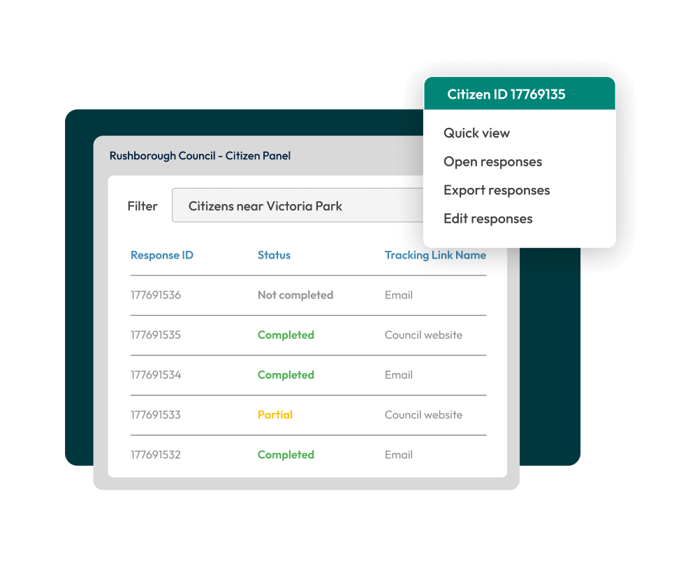 Screenshot showing response tracking information.