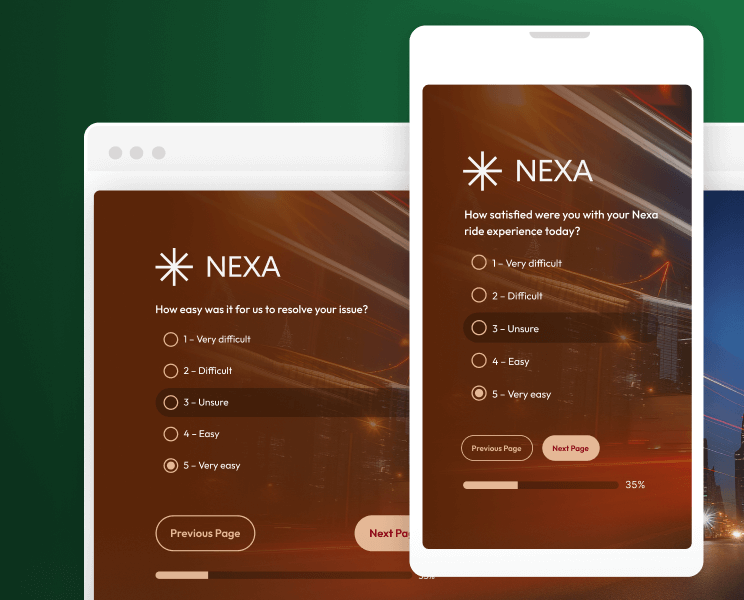 Screenshots of branded surveys.