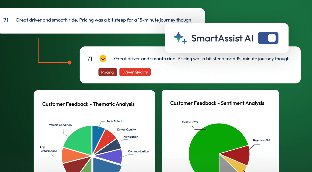 Screenshot of automated thematic analysis and sentiment analysis.