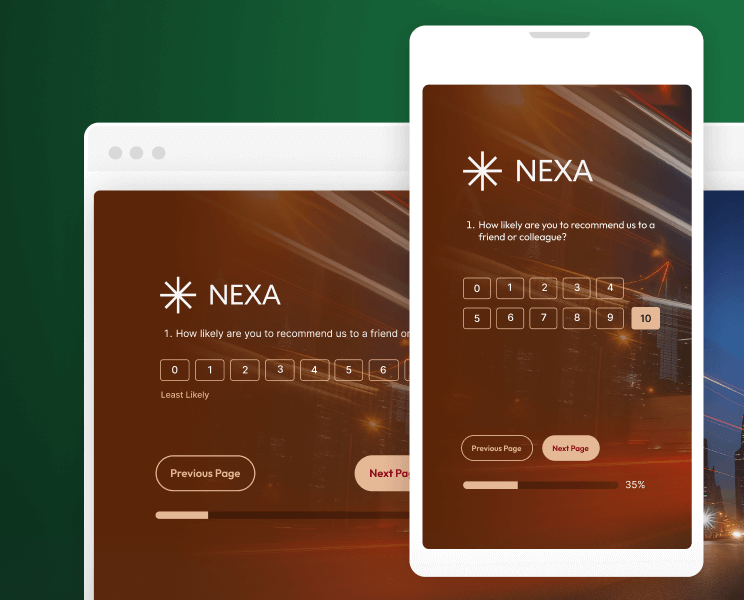 Screenshots of branded surveys.